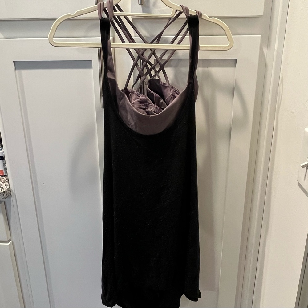 Lululemon Tie Back Tank Top with Purple Strappy Sports Bra